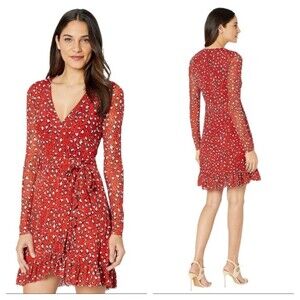 NEW Sanctuary Emma Red Cheetah Print Asymmetrical Wrap Dress Size Small